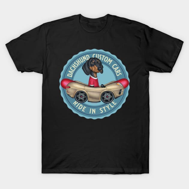 Dachshund Custom Cars T-Shirt by Danny Gordon Art